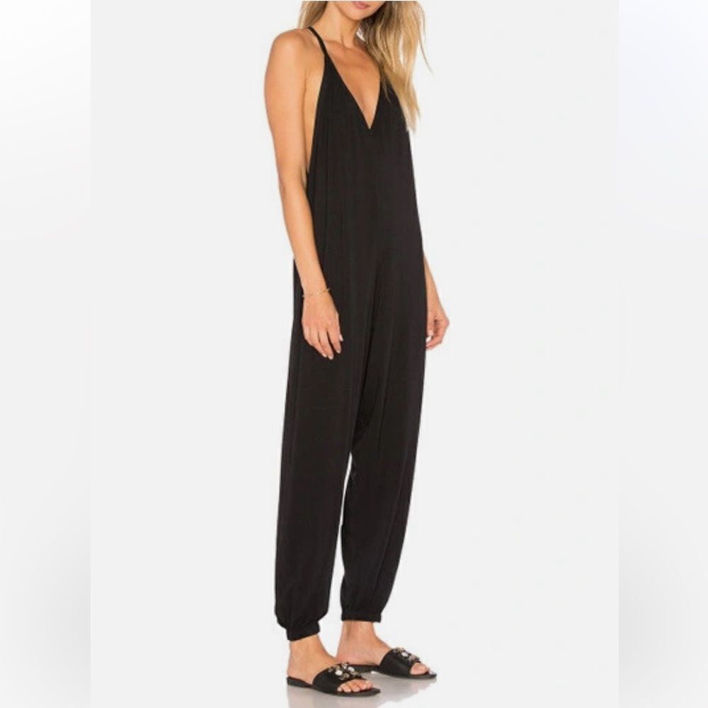 Bobi Black Sleeveless Jumpsuit Ankle Cuffs in Size Medium